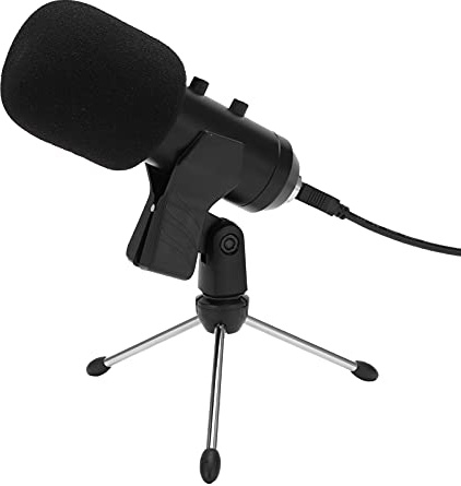 TianfuSpanda Supporto per microfono da tavolo Microfono per podcast stabile Microfono da tavolo portatile trasparente con supporto per treppiede per riunioni, streaming live, giochi, voce e