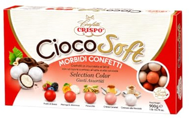 Crispo CiocoSoft Selection Color Rossi Gusti Assortiti - Confetti al Cioccolato al Latte con Cuore Cremoso, Gusti Frutti di Bosco, Meringa e Albicocca, Pistacchio, Crème Caramel e Nocciola 900g