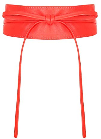 malito – Damen Taillengürtel aus 100% weichem Echtleder – Onesize Bindegürtel mit verstellbarem Taillenband – breiter Wickelgürtel mit Schleife – Hüftgürtel G100 (Coral)