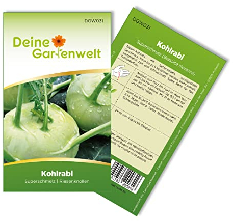 Kohlrabi Superschmelz Samen - Brassica oleracea - Kohlrabisamen - Gemüsesamen - Saatgut für 80 Pflanzen