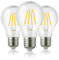 Hellum - 206517 - Lot de 3 ampoules LED E27 à intensité variable - 7 W - Blanc chaud - Avec filament LED - 806 lumens - Vintage - Pour remplacer une ampoule de 60 W - 2700 K - Transparent
