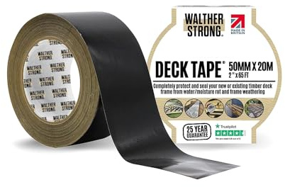 Walther Strong Non-Butyl Joist Tape - Innovating on Traditional butyl tape. Complete Protection Flashing Tape For Your Deck, Wood, Joist and Beams. Weather-Resistant & Waterproof. (Black 50mm x 20m)