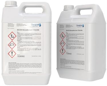 BAC 50 Benzalkonium Chloride 50% – Powerful Algaecide & Fungicide – Removes Algae, Bacteria – Industrial-Strength Biocide for Hard Surfaces, Pools & Water Treatment – 2 x 5 Litres (10L)