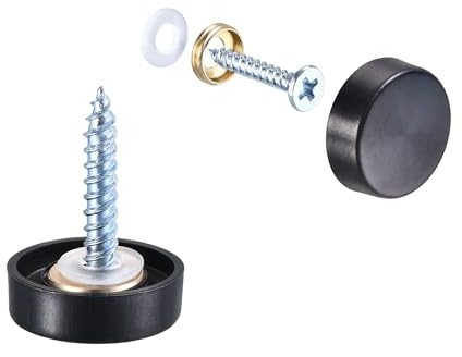 sourcing map 4pcs Cache Vis Miroir 16mm/0.63 Décoratif Capuchon Attaches Couverture Clous Fil Dessin Noir 304 Acier INOX