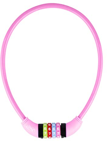VINZ Baker Zahlenschloss 65 cm | Kinder Fahrradschloss 12 mm dick | Kabelschloss für Kinderfahrräder | Kombinationsschloss für Jungen und Mädchen | Rosa