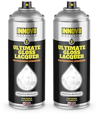 Innov8 Coatings Ultimate Gloss Lacquer Spray 2 x 400ml - Use On Metal, Plastic, Wood & Ceramic - UV Resistant, Seals & Protects