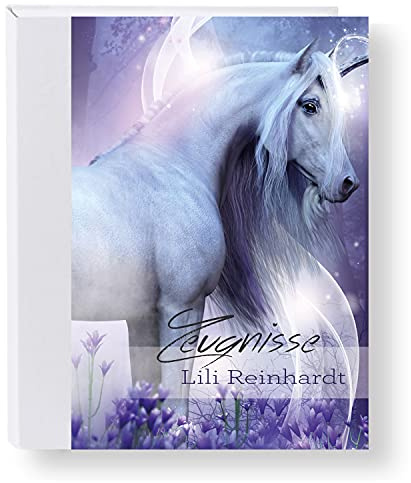 Zeugnismappe personalisiert Magic Unicorn A4 ca. 31x24 cm, Lila, Zeugnisbuch Einhorn, Urkundenmappe Einschulung, Schulanfang