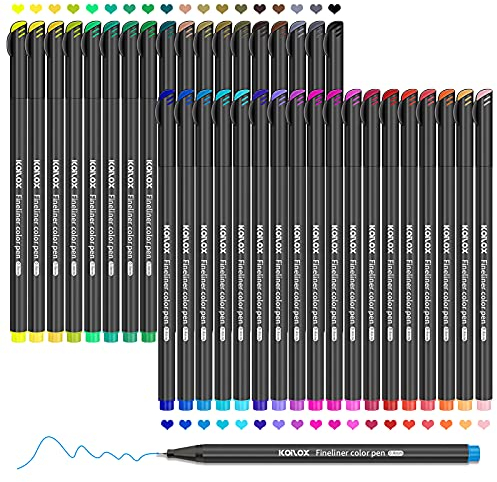 Koilox 36 Colori Assortiti Fineliner Set di Penne a Punta Fine da 0,4 mm Fineliner, Punta Fine Per Disegnare e Scrivere Schizzi, Giornali, Appunti, Fumetti, Libri da Colorare