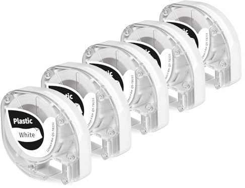 kompatibel mit Phomemo P12 Etikettenband Original 12mm x 4m Plastic | White Schriftband, kompatibel mit Phomemo P12 Pro Etikettiergerät & für LT-100H LT-110T Plus, Schwarz auf Weiß