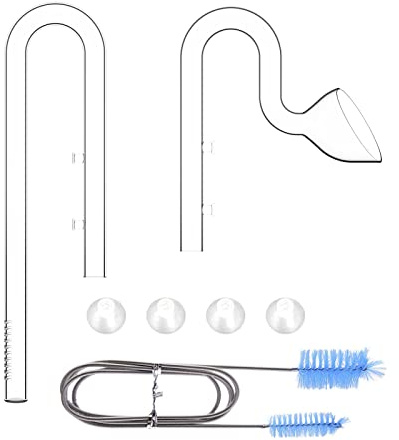 FZONE 17mm Aquarium Glass Lily Pipe Kit with Inflow, Outflow and Brush for 5/8 ID (16/22mm) Tubing