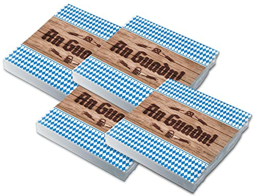 itenga Servietten bayrisch blau weiß Schee dass'd do bist/An Guadn 30 x 30cm 3-lagig 80 Stück für Oktoberfest Grillfeste und andere Feiern