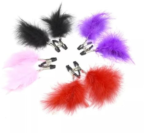 BONDAGERIE® Pinze capezzoli con Piuma, colore Nero