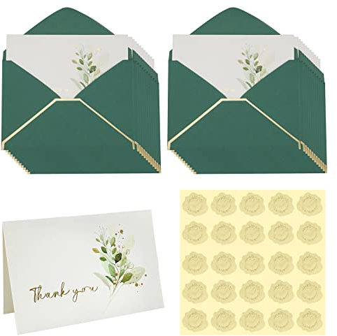 YapitHome 24 Stück Thank You Card,Dankeskarten mit Umschlägen und Briefumschlag Aufkleber Geprägtes Herz für Brautparty,Babyparty,Geschäft,Geburtstag, Hochzeit,Staffelung