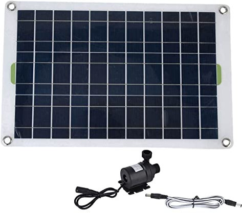 Kit de Pompe à Eau Solaire 50W Panneau 800L/h 12V Pompe à Eau Submersible à Faible Bruit DC Pompe de Fontaine de Bassin Solaire en Plastique de Silicone pour Aquarium de Jardin (Pas de