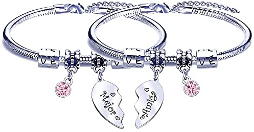 FGHJK 2 Pulseras de Juego Hecho a Mano Pulsera de la Amistad Pulsera de la Pareja Amistad Mujeres Graduación Mejor Amigo Regalo de Cumpleaños Mejor Amiga, Metal
