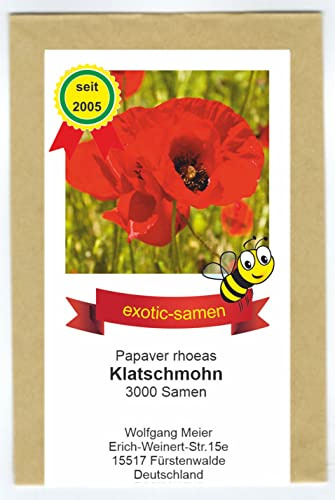 Klatschmohn - Papaver rhoeas - Bienenweide - Zier- / Arzneipflanze - 3000 Samen