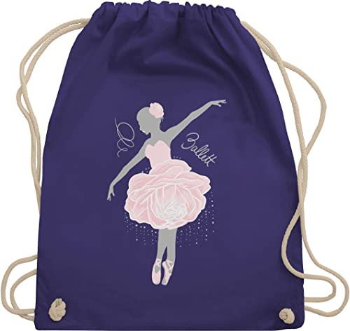 Shirtracer Turnbeutel Rucksack - Kinder Sport Kleidung - Ballerina - grau/rosa - Unisize - Lila - balletttasche mädchen kinderturnbeutel tanzen ballett turnsackerl kindergarten tanz dance mit beutel