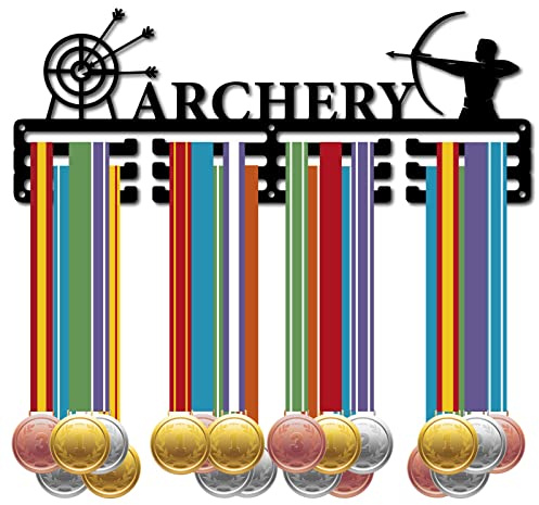 CREATCABIN Colgador Medallas Tiro Arco Soporte Medallas Deportivas Más 60 Medalla Soporte Hierro Colgar En la Pared para Colgar Pared para Medallista Corredor Gimnasia Maratón Atleta Regalo 40x15cm