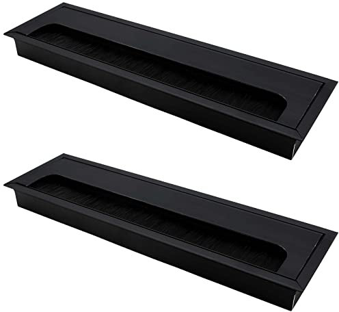 Cionyce 2 Pack Rectangle Hole Cover Square Cable Grommet 160x80mm Wire Cover for Management Computer Desk