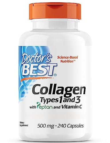 Doctor's Best, Collagen Types 1 and 3 with Vitamin C, 240 Capsule, Altamente Dosato, Testato in Laboratorio, Senza Glutine, Senza Soia, Non OGM