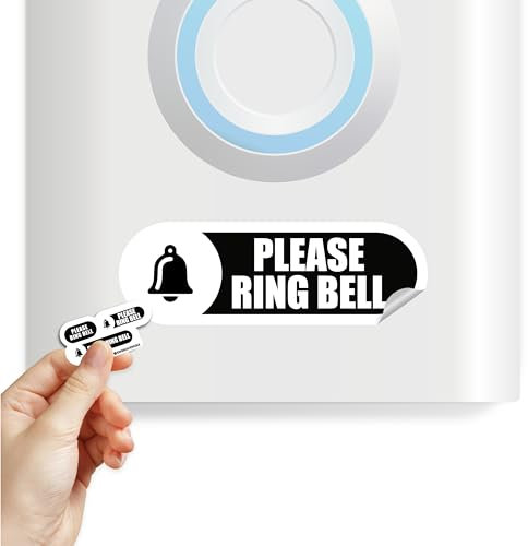 Tiny Please Ring Bell Sign | 3 Sizes Weatherproof Sticker | Sizes Perfect for Video Doorbell | Outdoor Sticker (Black - 3 sizes)