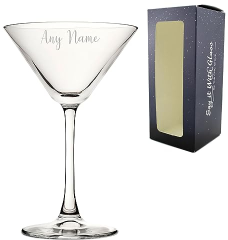 Personalised Engraved 7.5oz Enoteca Martini Cocktail Glass with Script Name, Personalise with Any Name for Any Occasion, Gift Box Included, Laser Engraved