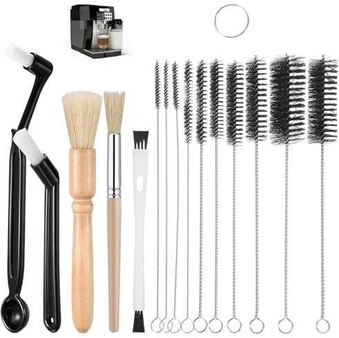 Omevett 15 Pc Coffee Machine Cleaning Brush Set - Espresso & Grinder Brushes with Spoon & Thin Pipe Cleaners