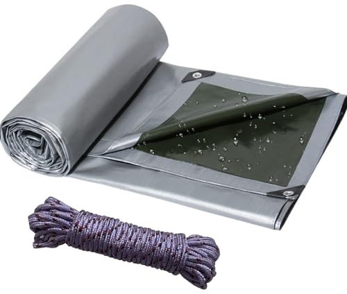 Lona impermeable blanca de polietileno 180 g/m² resistente a roturas y rayos UV para muebles de jardín, piscina, coche, barco, camping (plata)