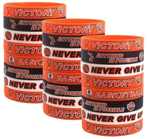 VYZUTR 24 Pulseras de Silicona Motivacionales de Baloncesto Decoraciones de Fiesta de Baloncesto para Niños Adolescentes Fiesta Baloncesto Joyería Pulsera de Baloncesto Suministro Regalo Deportivo