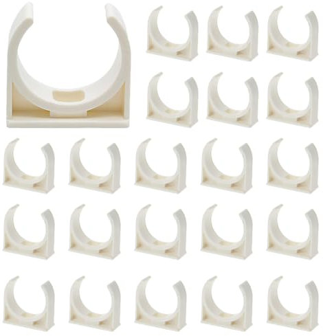 RXKFIGX 60 Piezas Tubo Sujetar Hebilla Abrazaderas de PVC para Tubería de Agua para Tubería de Tubería de 25 mm Clips de Tubería para Sistema de Fijación de Tuberías Blanco Tornillos no incluidos