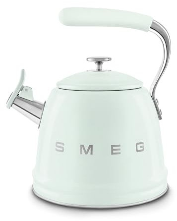 Smeg, Bollitore per Piano Cottura WKF01PG, in Acciaio Inox, Capacità 2,3L, Coperchio Removibile e Beccuccio Dosatore, Anche per Induzione, Verde Pastello