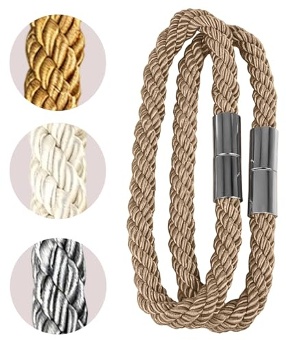 TopHomer 2 Stück Magnetische Vorhang Raffhalter, Hellbraun – Gardinenhalter mit Magnet, geeignet für Stoffvorhänge, Bohrfrei für Haus & Büro