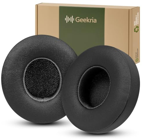 Cuscinetti auricolari di ricambio Geekria compatibili con Beats Solo 4 Wireless, cuffie on-ear, pad (Nero)