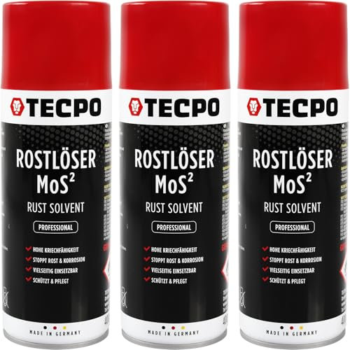 TECPO MoS² - Lote de 3 desodorizantes de óxido (400 ml, pulverizador multifunción con protección contra la corrosión y capacidad de fluencia para conexiones oxidadas y oxidadas)