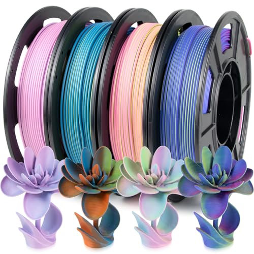 iSANMATE 4 Pack Matte Tri-color PLA Filament Set, 3-in-1 Color Koextrusion 3D Drucker Matte Filament 1.75mm, 250g Spule x 4 Farbe, Maßgenauigkeit +/- 0.03 mm