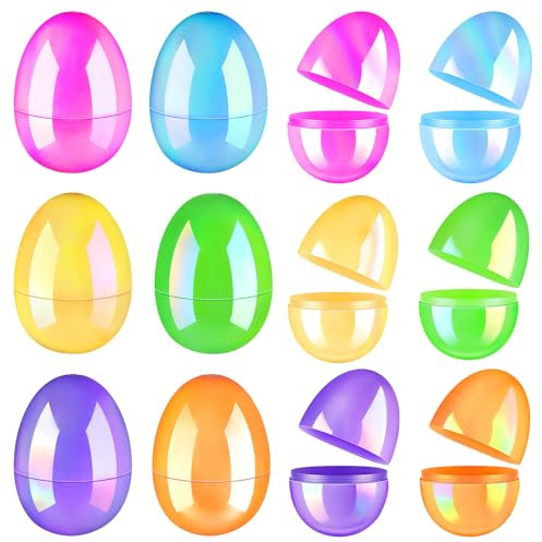 Hyran 24 Stück Ostereier zum Aufhängen, Ostereier zum Befüllen, Plastikeier zum Befüllen, Ostereier, Plastikeier, Eier zum Befüllen, Ostereier Deko (A)