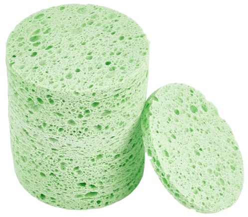 GORGECRAFT 12 pz Spugna Detergente per Il Viso Spugne Struccanti Riutilizzabili Spugne Piatte Rotonde per Il Lavaggio del Viso Spugne per Il Trucco Verde Chiaro per Fondotinta Pulizia Quotidiana