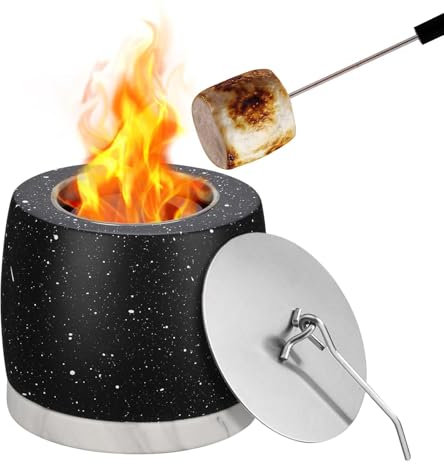 Tischfeuerstelle,Tischfeuerstelle,Tisch- - Tischfeuerstelle aus Beton, Feuerstelle für den Innenbereich, Lange Brenndauer, Beton, rauchfrei für die Feuerstelle auf der Terrasse