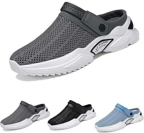 Ortopediska ihåliga sommarsandaler for män, Mesh andas halkfria lätta bekväma tofflor(Grey,40 EU)
