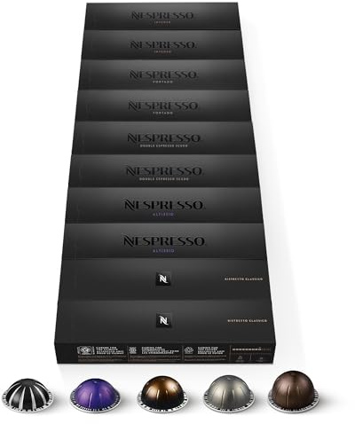 Nespresso Vertuo - Assortiment Torréfaction Intense - 100 Capsules Café | Compatible avec les machines Nespresso Vertuo - Sélection de 100 capsules espresso et mug pour une dégustation quotidienne