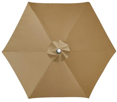 LUSCHEER Replacement Parasol Canopy Waterproof, Parasol Replacement Canopy Cover Patio Umbrella Cloth for 2.5m 6 Ribs Diameter Large Patio Umbrella Weatherproof UV-Anti, Khaki