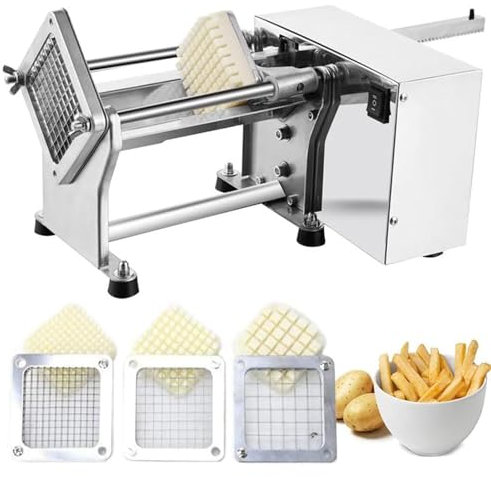 Cortador de papas fritas,Cortador de patatas eléctrico con 3 Cuchillas,Corte de papas fritas/Cortar patatas y verduras,máquina Profesional Comercial y doméstica