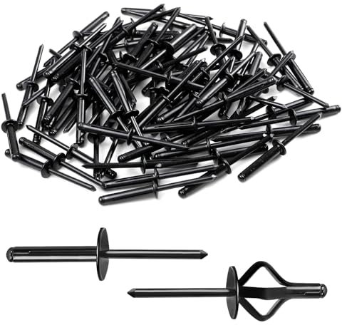 BEASAFY 60 rivetti ciechi in alluminio, set di rivetti ciechi, rivetti neri Tri Fold Exploding, rivetti pop, set di rivetti per industria, costruzione, mobili, automobili