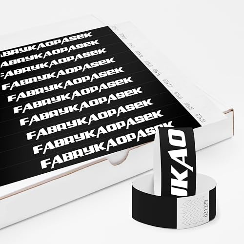 Personalisierbar Einlassbänder aus Tyvek 1000 Stück - 25x255 mm Schwarz | Mit Aufdruck oder Logo, Events, starke Klebstoffbindung, Antiallergen - Selbstklebend und Wasserdicht Festival Armbänder