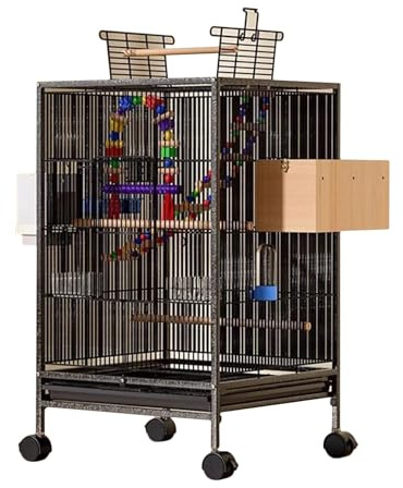 Großer Vogelkäfig mit Spielplatte und Ständer für Papageien, Sittiche, Nymphensittiche und Sittiche – Zimmervoliere für kleine bis mittelgroße Vögel