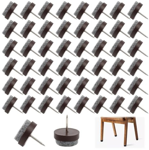 50 Unidades Tacos De Fieltro para Sillas Y Muebles con Clavos Acero Inoxidable Ø 22 Mm - Antideslizantes, Protege Suelos Laminados, Parqué, Madera De Arañazos Y Ruido, Protectores Patas Sillas