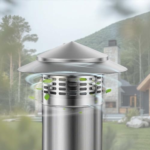Generico Comignolo Canna Fumaria Antivento Antipioggia per Camino Terminale Canna Fumaria Cappello Scarico Copertura per Condotti di Ventilazione Inox in Acciaio(300mm)