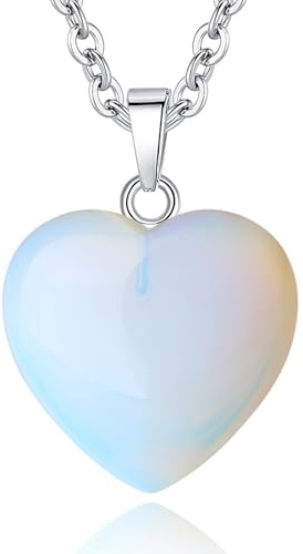 XIANNVXI Collier En Cristal D'Opale Pendentif En Forme De CœUr Bijou De GuéRison Pour Femme Pierre PréCieuse Bijoux Reiki Cadeau De Saint-Valentin Crystals Heart Necklaces