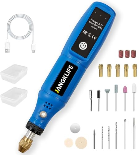 Cordless Rotary Tool, 3.7V Mini Rotary Tool Kit with 31 Accessories, 3-Speed Adjustment - Lightweight & Portable - Ideal for Polishing, Sanding, Grinding, Drilling, and DIY Crafts(blue)