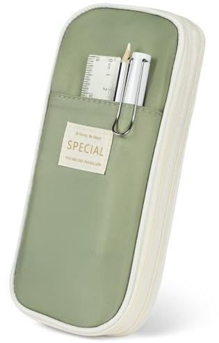 AOOSU Expandable Pencil Case, Large Capacity Pencil Cases Portable Beautiful Stationery Organizer for Boys Girls Teen College Students School Adults & Office Supplies Green